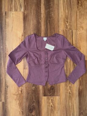 5/$25🌼 a new day Plum Ponte Long-sleeve Shirt size XS
